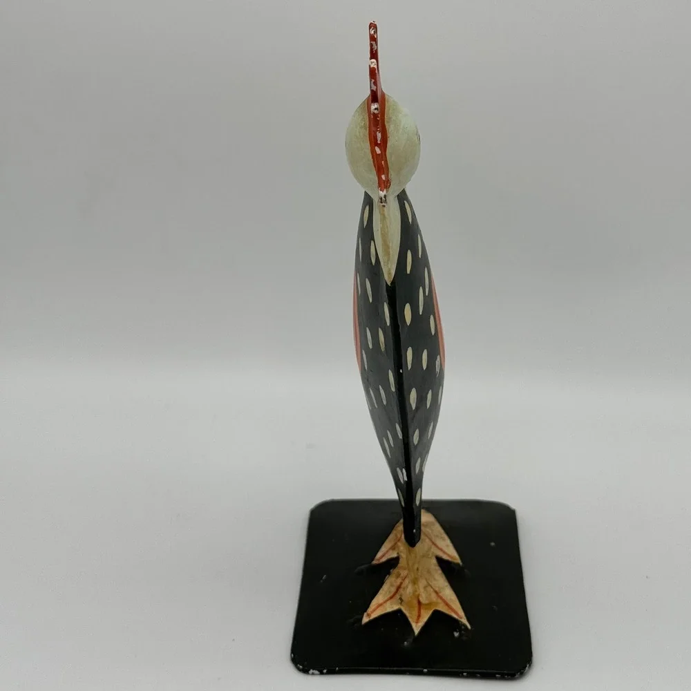 Vintage Pier 1 Metal Rooster Figurine Hand Painted Polka Dot Farmhouse 8